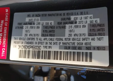 2023 Mazda Cx-30 2.5 S Premium from USA, damaged, VIN 3MVDMBDM0PM580080